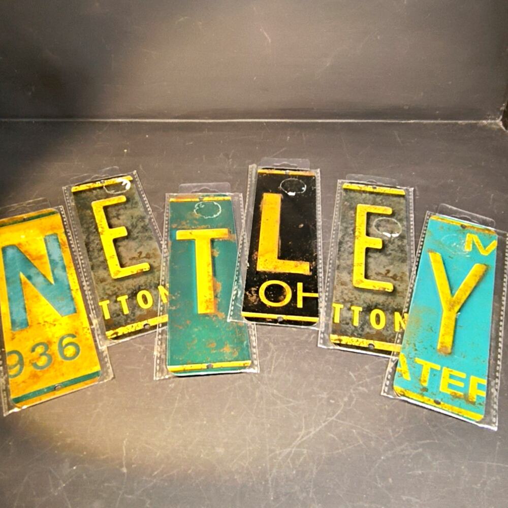 1470. Licence Plate Letter Art 6 pieces